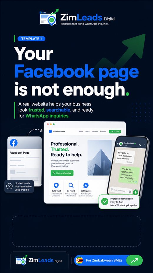 Facebook page is not enough ZimLeads creative