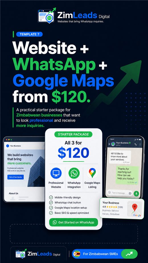 Website plus WhatsApp and Google Maps package from $120